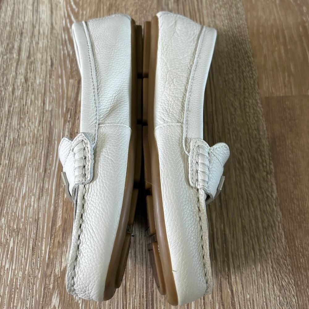 Calvin Klein Leta Cream Leather Loafers Flats Minimalist Preppy Quiet Luxury 8 - Picture 9 of 13